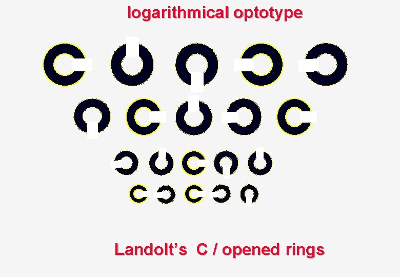 logarithmical optotype Landolt’s C / opened rings 