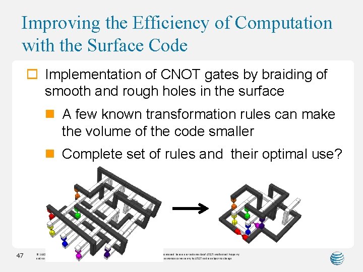 Improving the Efficiency of Computation with the Surface Code o Implementation of CNOT gates