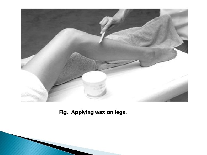 Fig. Applying wax on legs. 