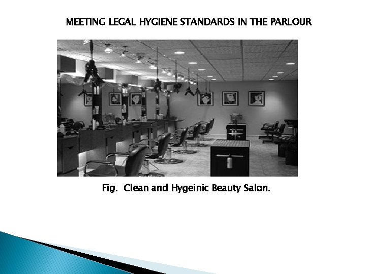 MEETING LEGAL HYGIENE STANDARDS IN THE PARLOUR Fig. Clean and Hygeinic Beauty Salon. 