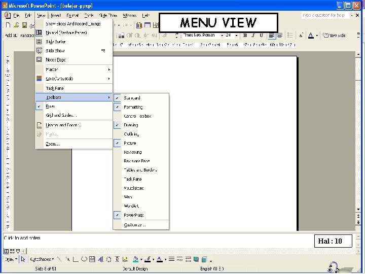 MENU VIEW Hal : 10 