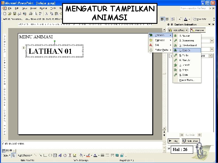 MENGATUR TAMPILKAN ANIMASI Hal : 26 