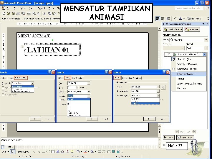 MENGATUR TAMPILKAN ANIMASI Hal : 27 