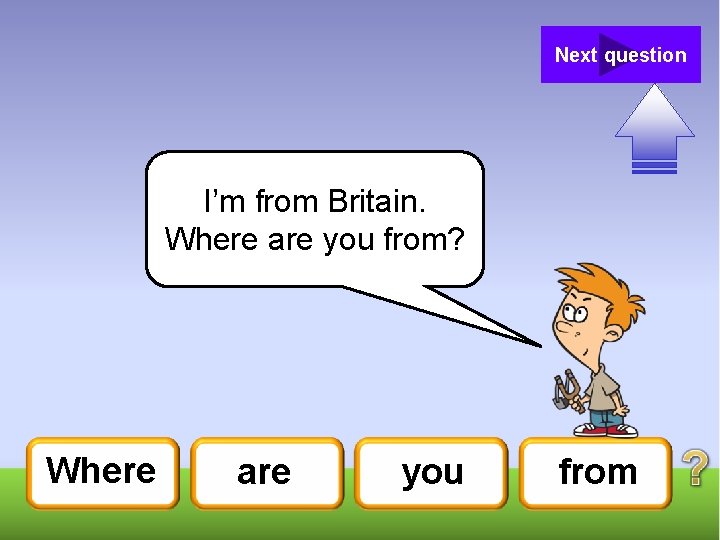 Next question I’m from Britain. Where are you from? Where are you from 