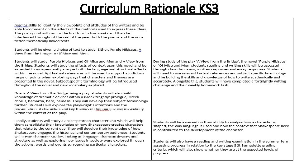 Curriculum Rationale KS 3 
