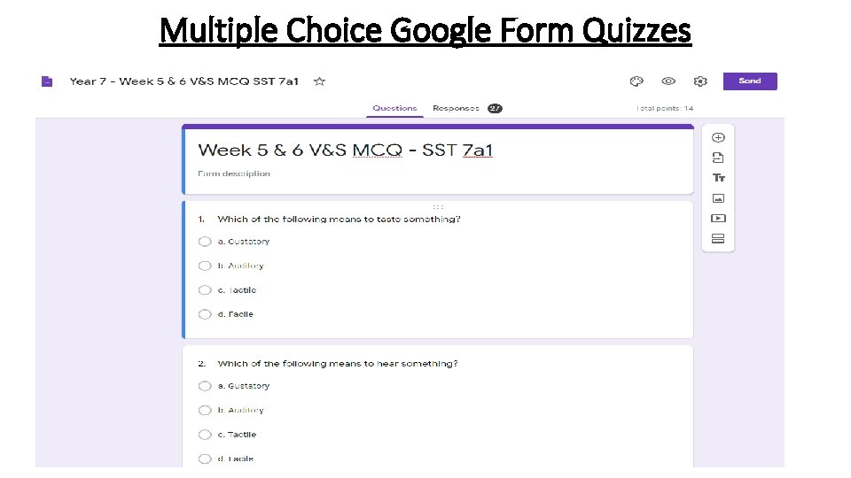 Multiple Choice Google Form Quizzes 