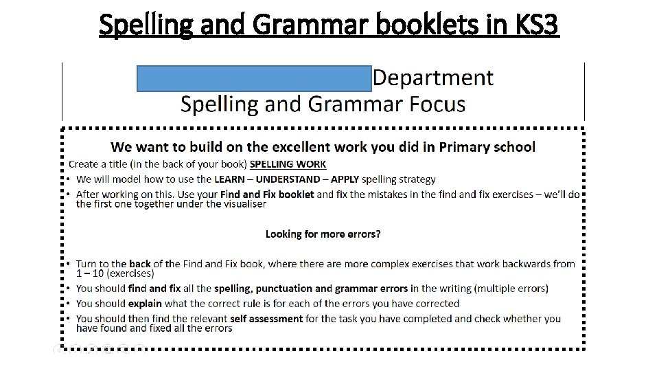 Spelling and Grammar booklets in KS 3 