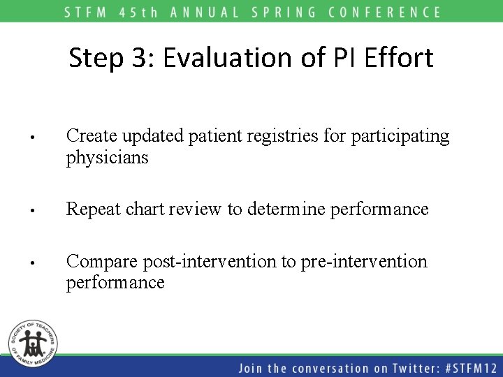 Step 3: Evaluation of PI Effort • Create updated patient registries for participating physicians