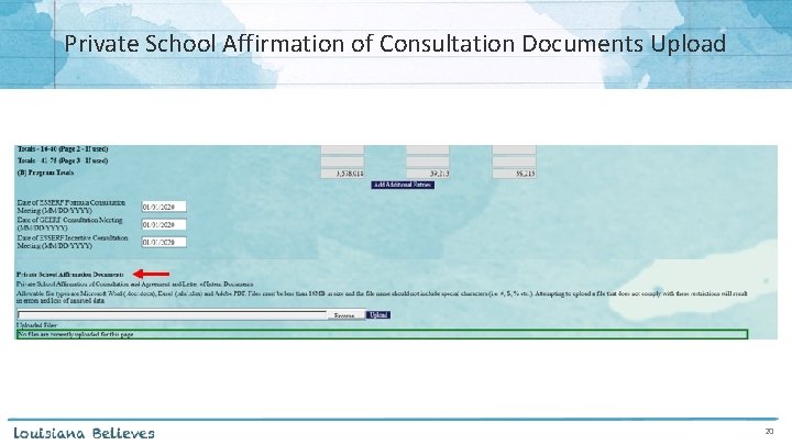 Private School Affirmation of Consultation Documents Upload 20 