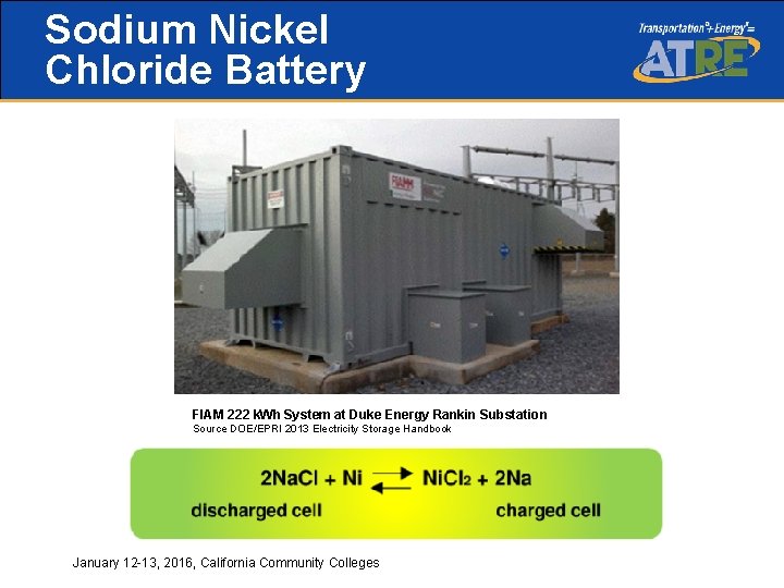 Sodium Nickel Chloride Battery FIAM 222 k. Wh System at Duke Energy Rankin Substation
