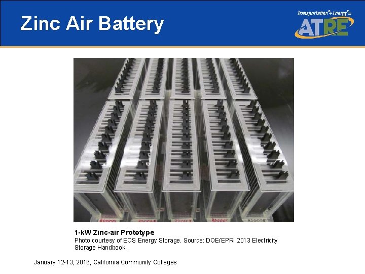 Zinc Air Battery 1 -k. W Zinc-air Prototype Photo courtesy of EOS Energy Storage.