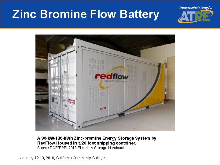 Zinc Bromine Flow Battery A 90 -k. W/180 -k. Wh Zinc-bromine Energy Storage System