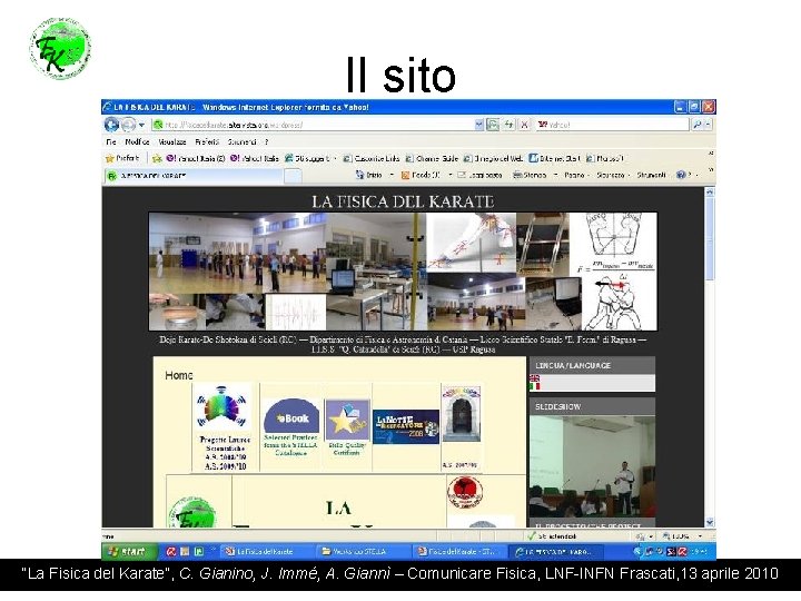 Il sito “La Fisica del Karate”, C. Gianino, J. Immé, A. Giannì – Comunicare