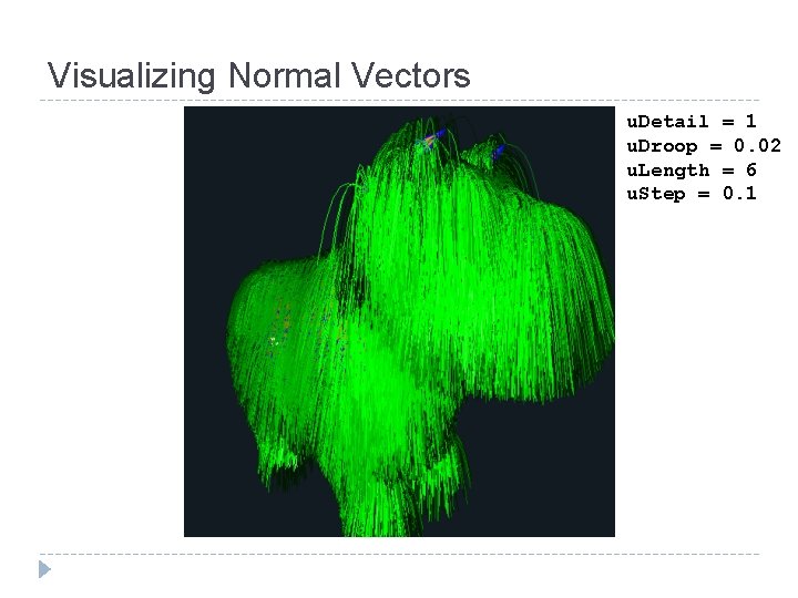 Visualizing Normal Vectors u. Detail = 1 u. Droop = 0. 02 u. Length Visualizing Normal Vectors u. Detail = 1 u. Droop = 0. 02 u. Length