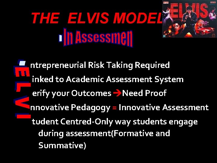 THE ELVIS MODEL ntrepreneurial Risk Taking Required inked to Academic Assessment System erify your