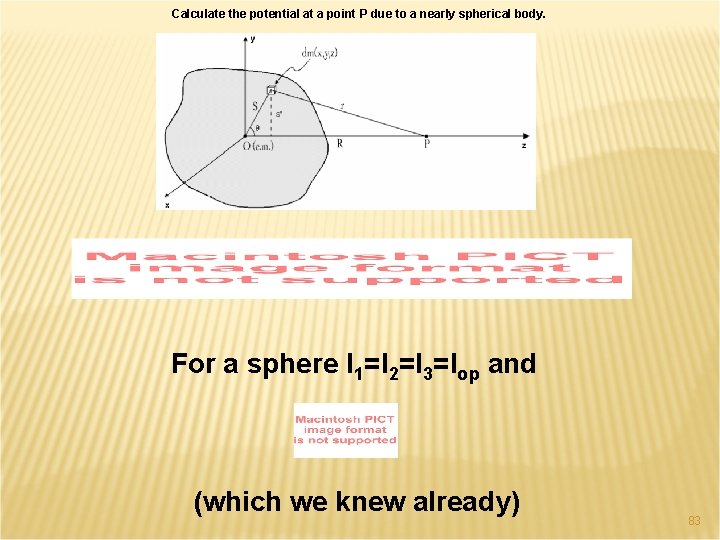 Calculate the potential at a point P due to a nearly spherical body. For
