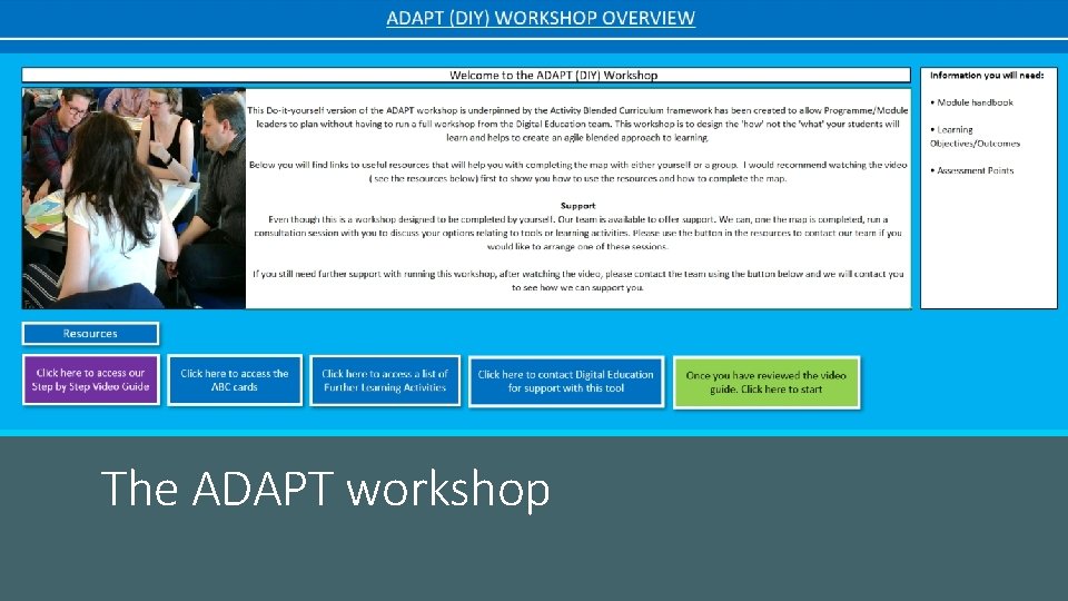 The ADAPT workshop 