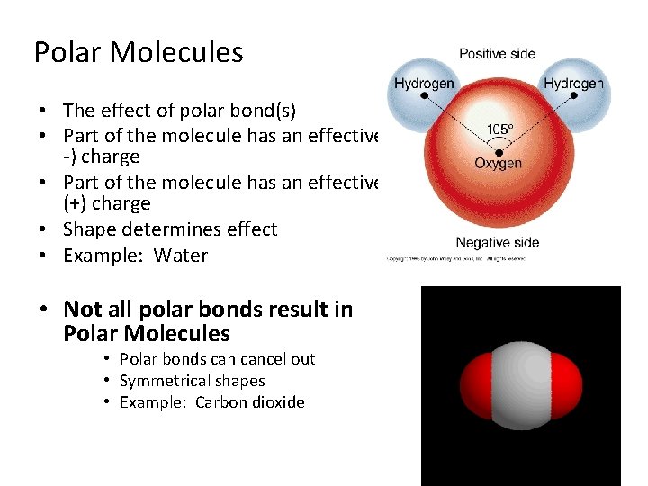 Polar Molecules • The effect of polar bond(s) • Part of the molecule has