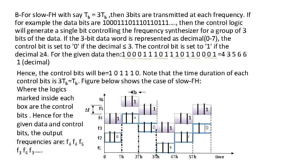 B-For slow-FH with say Th = 3 Tb , then 3 bits are transmitted