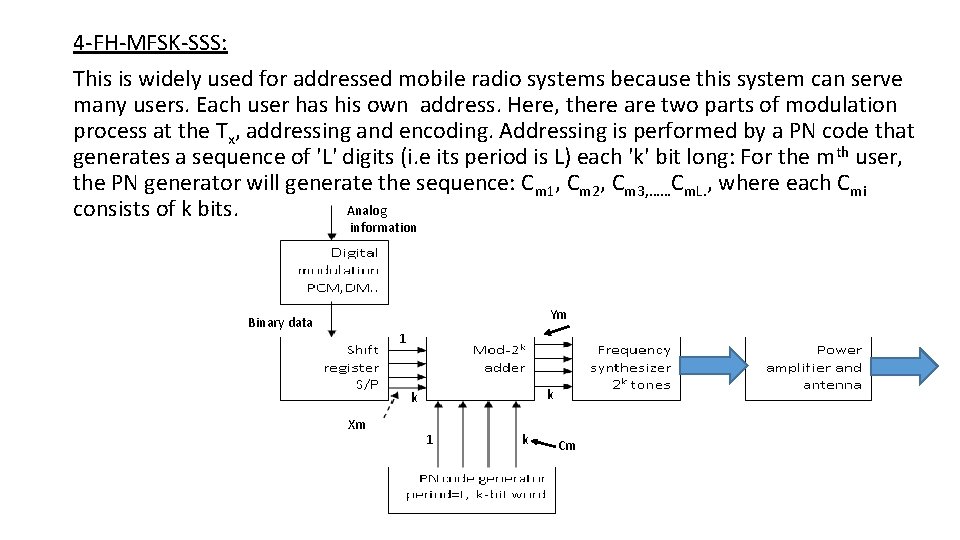 4 -FH-MFSK-SSS: This is widely used for addressed mobile radio systems because this system