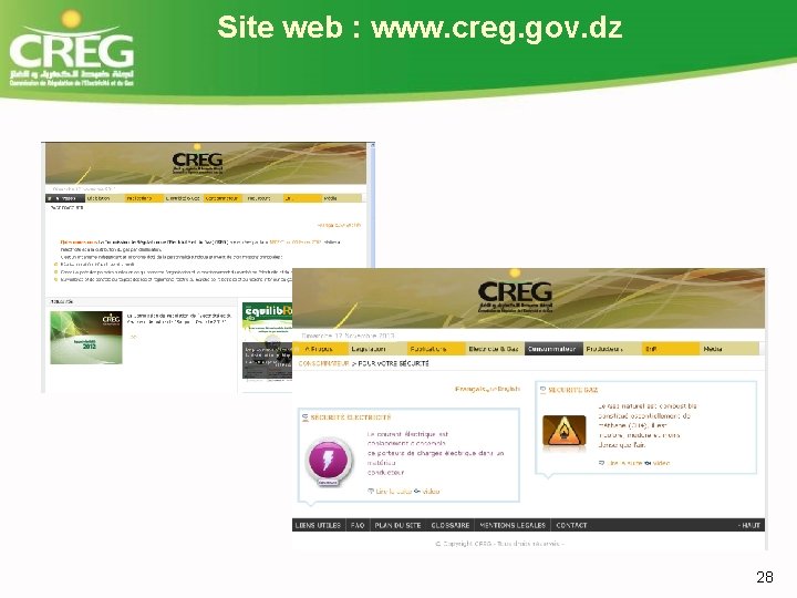Site web : www. creg. gov. dz 28 