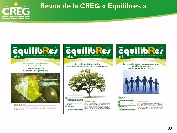 Revue de la CREG « Equilibres » 30 