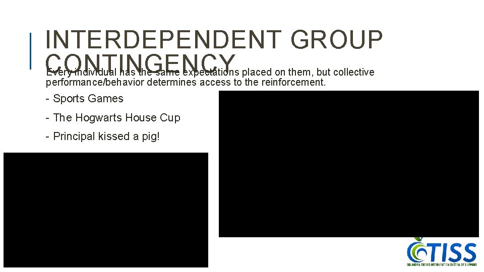 INTERDEPENDENT GROUP CONTINGENCY Every individual has the same expectations placed on them, but collective