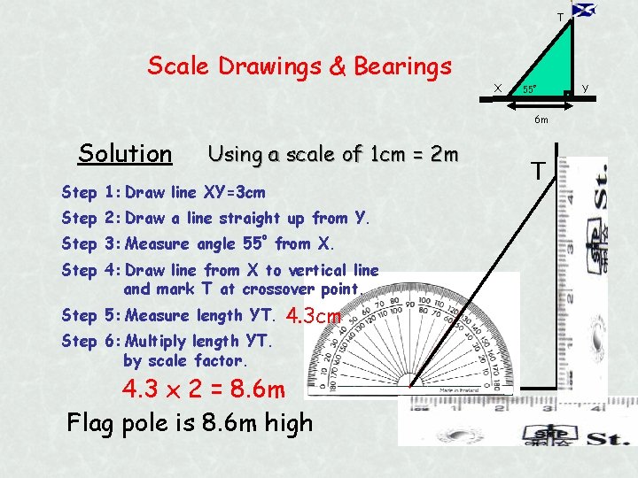 T Scale Drawings & Bearings X 55 o Y 6 m Solution Using a