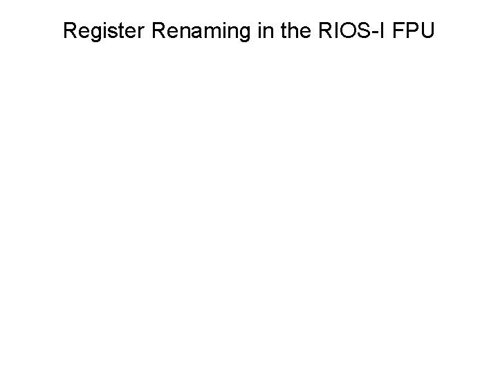 Register Renaming in the RIOS-I FPU 