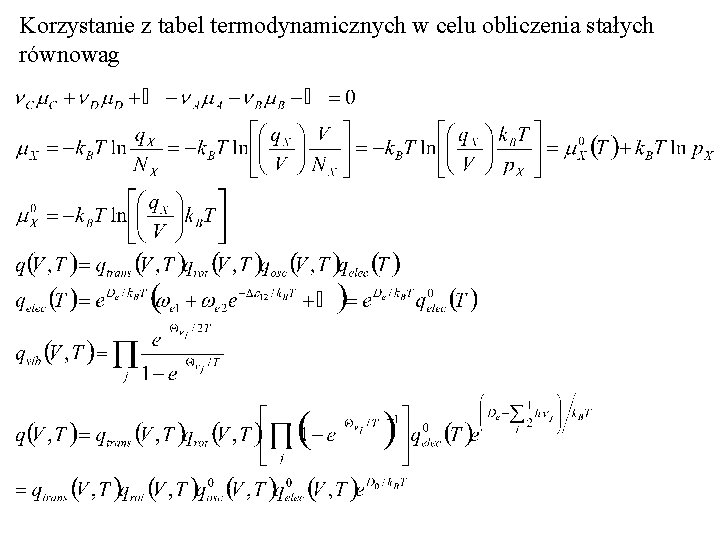 Korzystanie z tabel termodynamicznych w celu obliczenia stałych równowag 