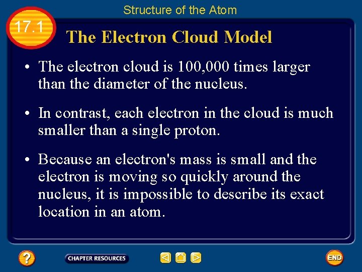 Structure of the Atom 17. 1 The Electron Cloud Model • The electron cloud