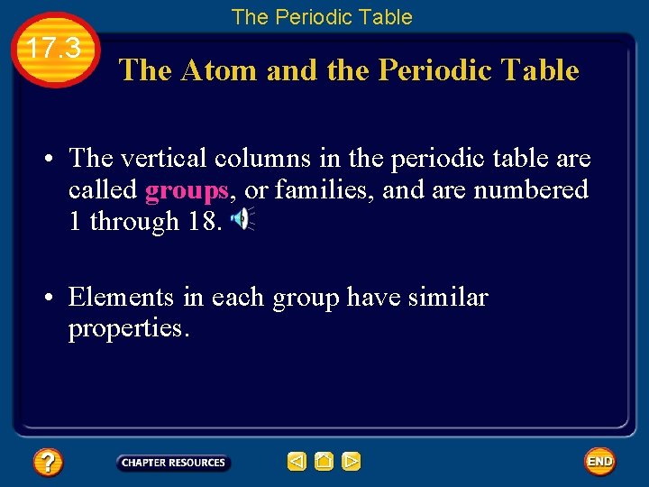 The Periodic Table 17. 3 The Atom and the Periodic Table • The vertical