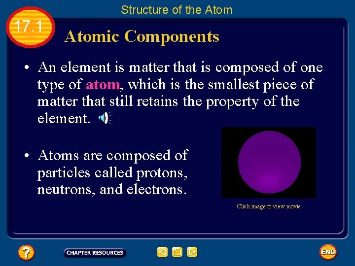 Structure of the Atom 17. 1 Atomic Components • An element is matter that