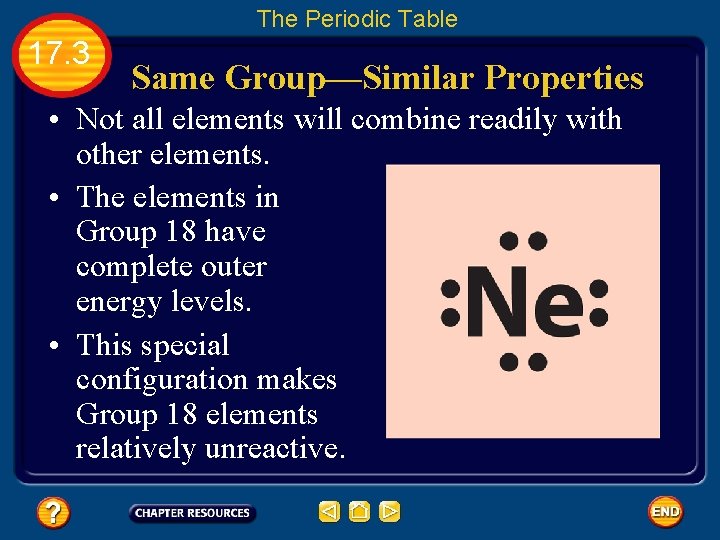The Periodic Table 17. 3 Same Group—Similar Properties • Not all elements will combine