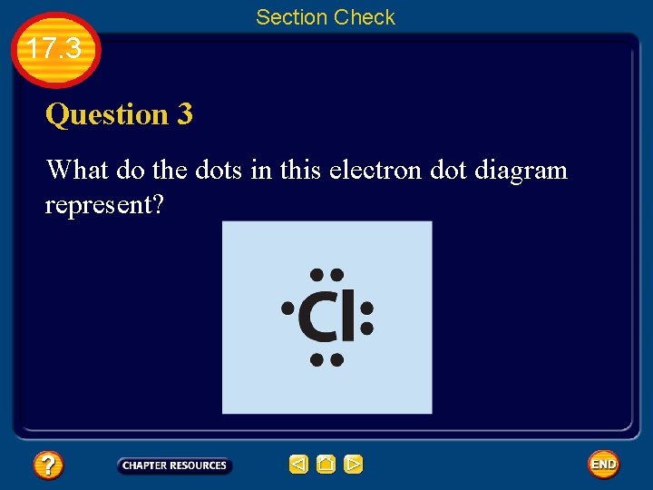 Section Check 17. 3 Question 3 What do the dots in this electron dot
