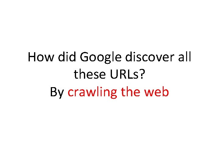 How did Google discover all these URLs? By crawling the web 