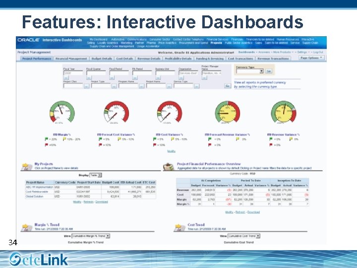 Features: Interactive Dashboards 34 