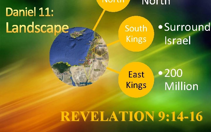 Daniel 11: North Landscape North” South Kings • Surround Israel East Kings • 200