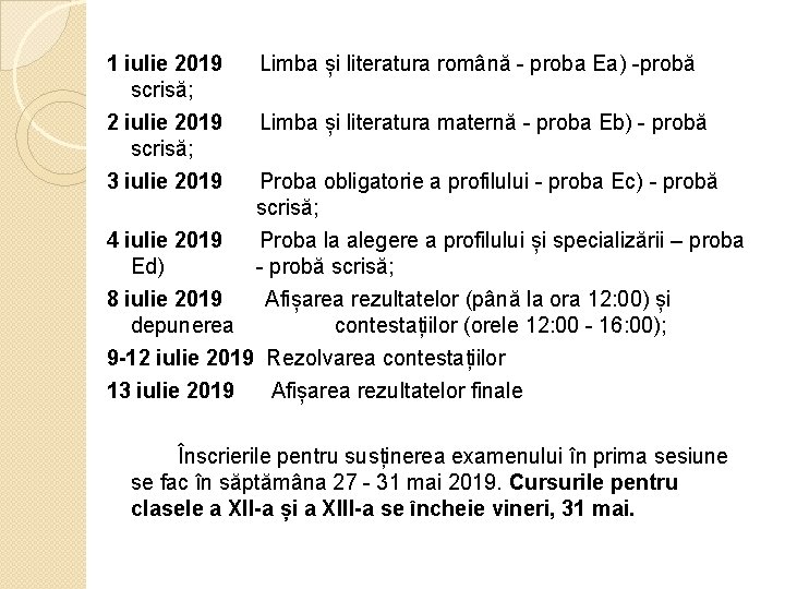 1 iulie 2019 scrisă; Limba și literatura română - proba Ea) -probă 2 iulie