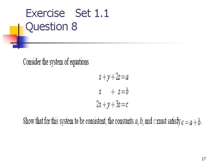 Exercise Set 1. 1 Question 8 17 