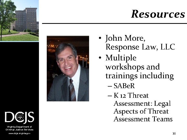 Resources • John More, Response Law, LLC • Multiple workshops and trainings including –
