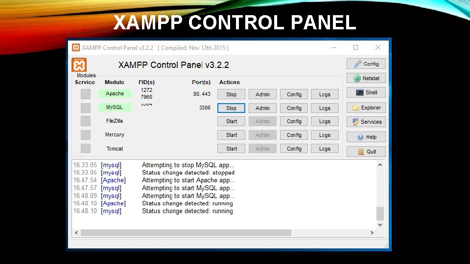 XAMPP CONTROL PANEL 