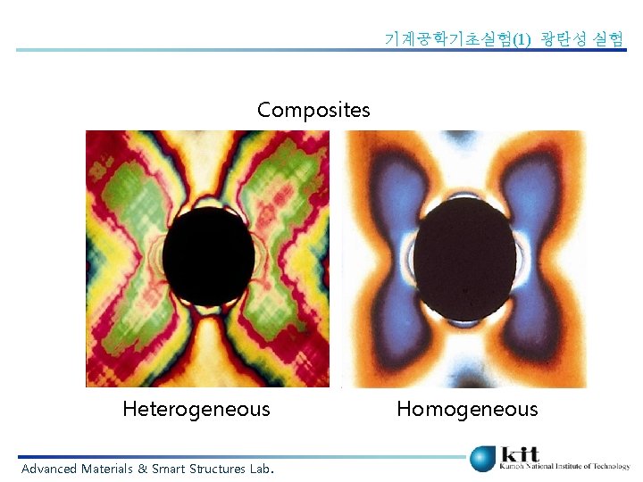 기계공학기초실험(1) 광탄성 실험 Composites Heterogeneous Advanced Materials & Smart Structures Lab. Homogeneous 