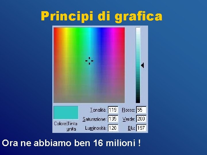 Principi di grafica Ora ne abbiamo ben 16 milioni ! 