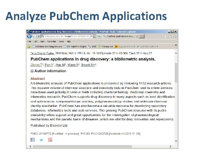 Analyze Pub. Chem Applications 