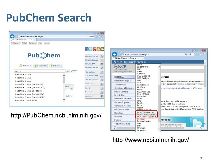 Pub. Chem Search http: //Pub. Chem. ncbi. nlm. nih. gov/ http: //www. ncbi. nlm.