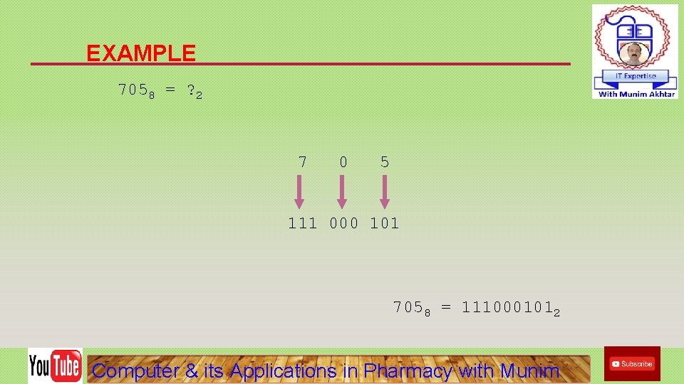 EXAMPLE 7058 = ? 2 7 0 5 111 000 101 7058 = 1110001012