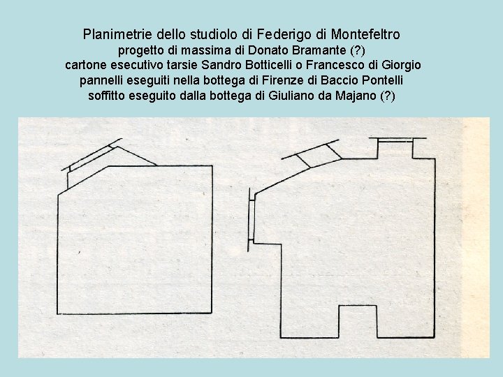 Planimetrie dello studiolo di Federigo di Montefeltro progetto di massima di Donato Bramante (?