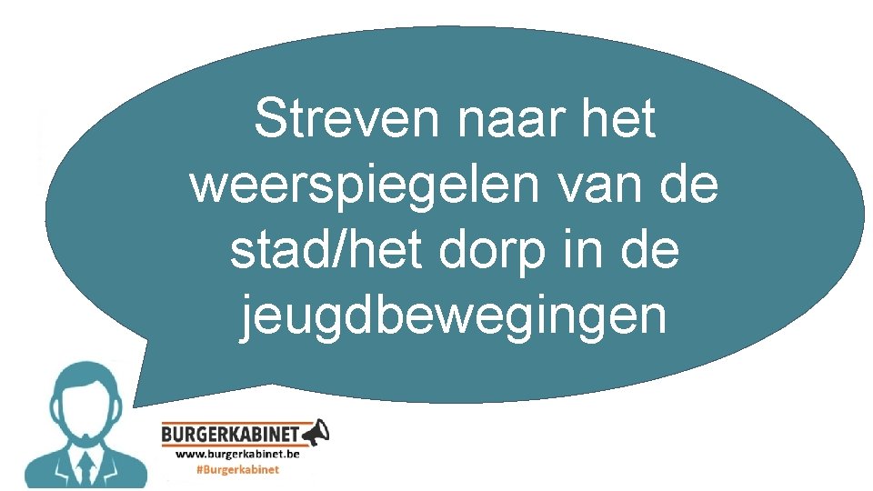 Streven naar het weerspiegelen van de stad/het dorp in de jeugdbewegingen 