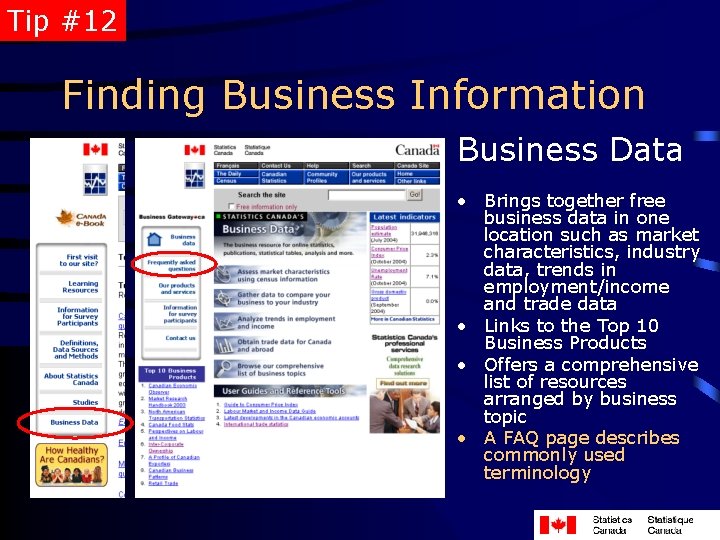 Tip #12 Finding Business Information Business Data • Brings together free business data in